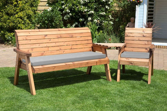 Charles Taylor Trading Four Seater Companion Set Angled With Grey Cushion Brown