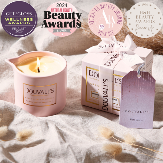 Organic Argan Skincare Candle, Orange & Frankincense 180g | Intensely Nourishing Body Treatment