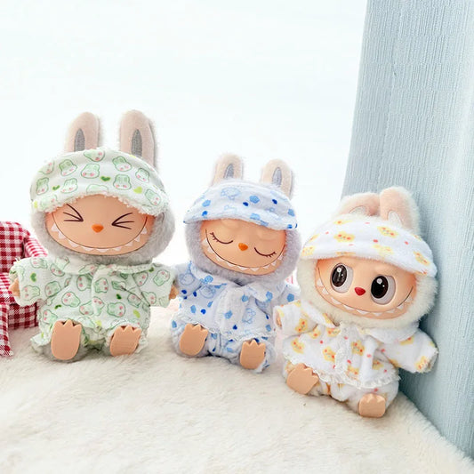 17cm Labubu I II Idol Dolls Clothes Eye Mask Pajamas Three Piece Set Accessories Korea Kpop Exo Clothing Plush Doll'S Clothes