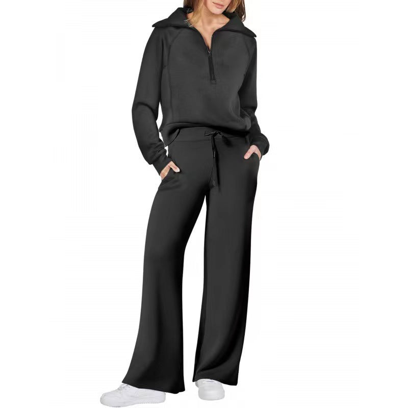 Europe And America Foreign Trade Autumn And Winter Fashion Casual Sport Two-piece Set For Women