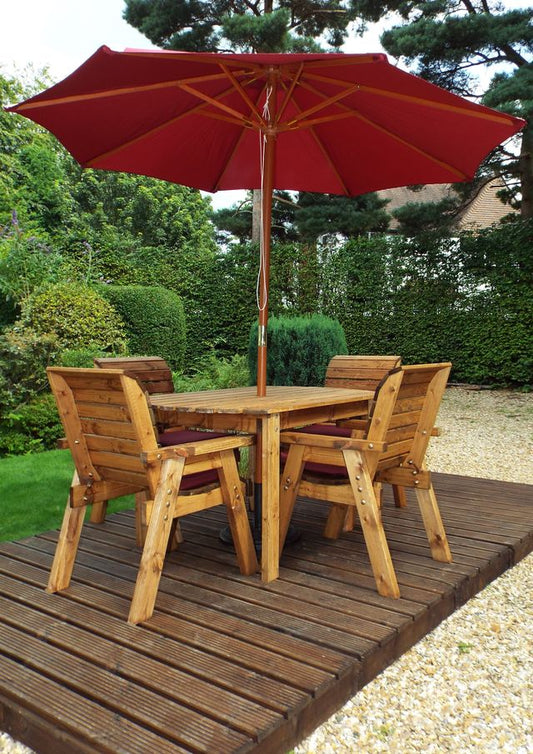 Charles Taylor Trading Four Seater Rect Table Set With Burgundy Cushion Brown