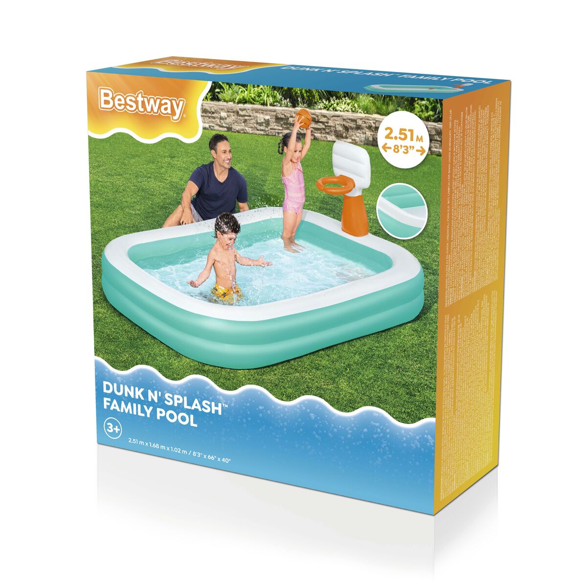 Bestway Inflatable Kids Pool Basketball Game 251x168x102 cm +3 Years Garden 54445