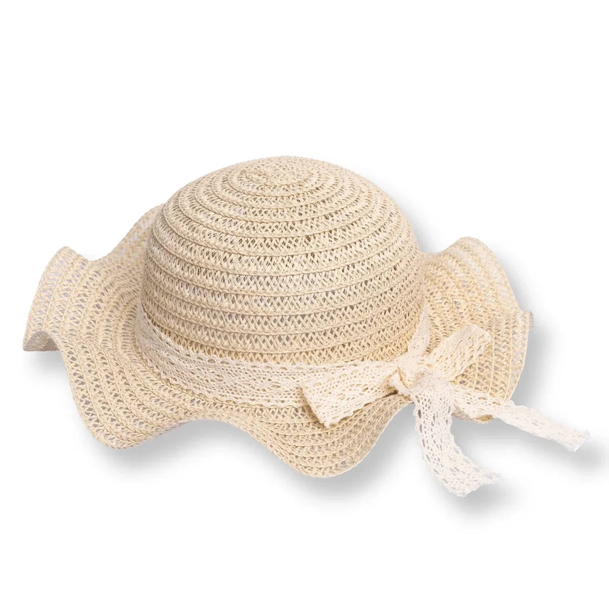 HelloBaby Ribbon Trim Straw Baby Hat (12 Months to 1-4 Years)