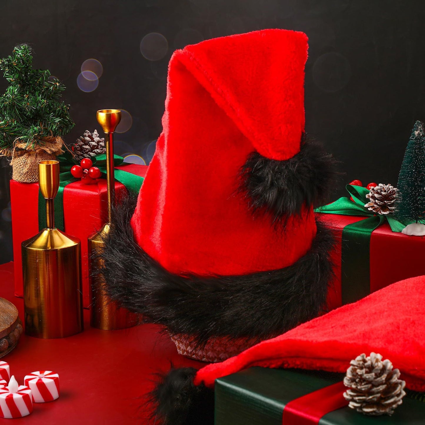 Red Christmas Hat Plush Festival Dress Up Props Ornament