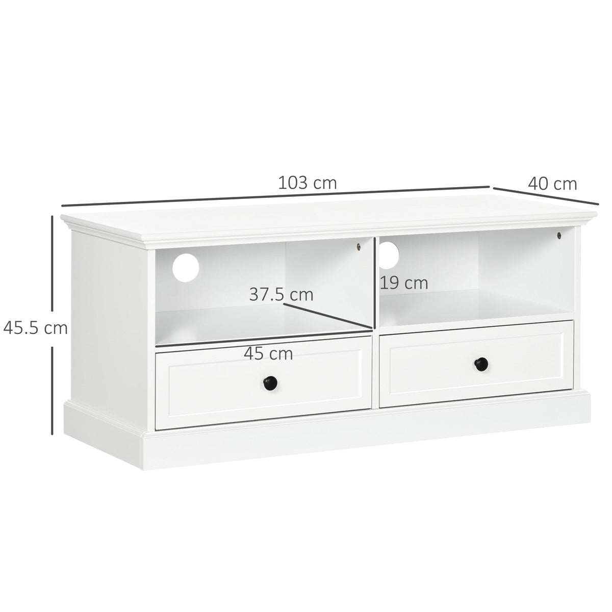 HOMCOM TV Stand with Drawers Shelves and Cable Management, for 45" TVs, White