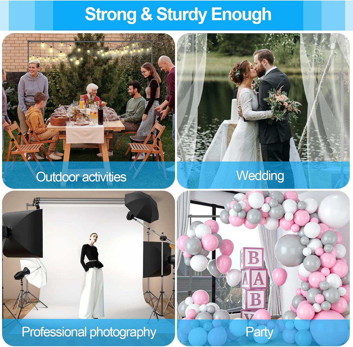 Backdrop Stand Kit 3x3.6m Large Adjustable Photography Frame for Studio EMART