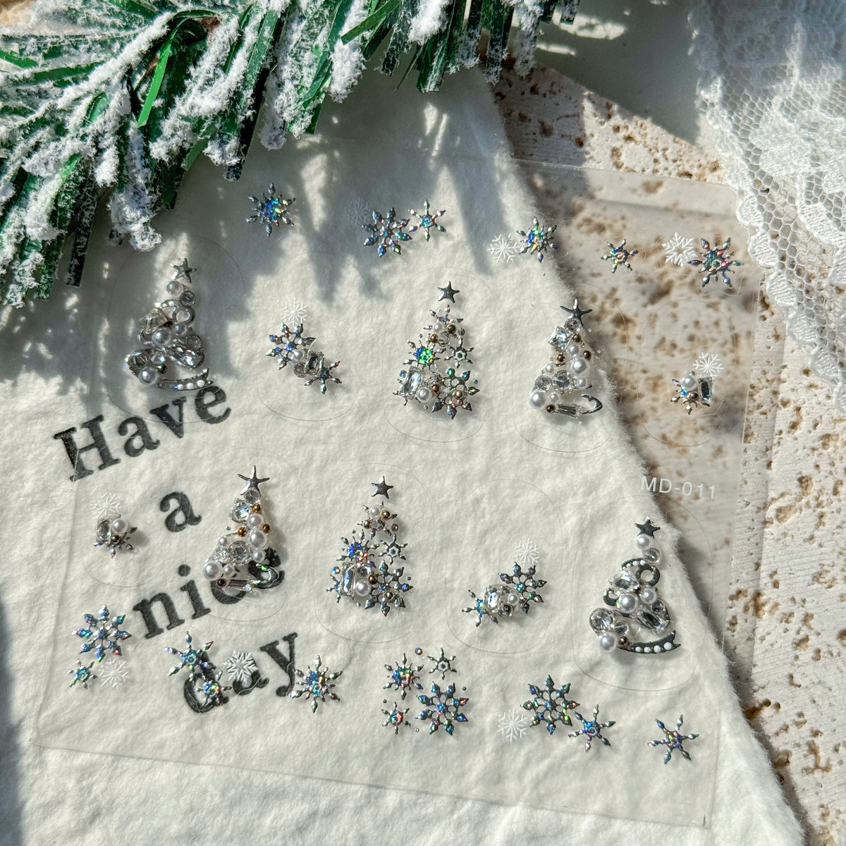 Hello Claws | Silver Christmas Tree Nail Deco Sticker