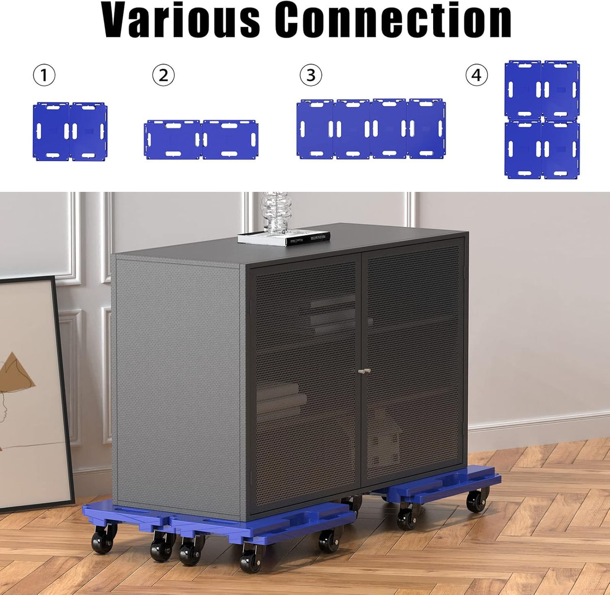 SOLEJAZZ Connectable Mobile Dolly 440LBS Piano Trolley, 2-Pack