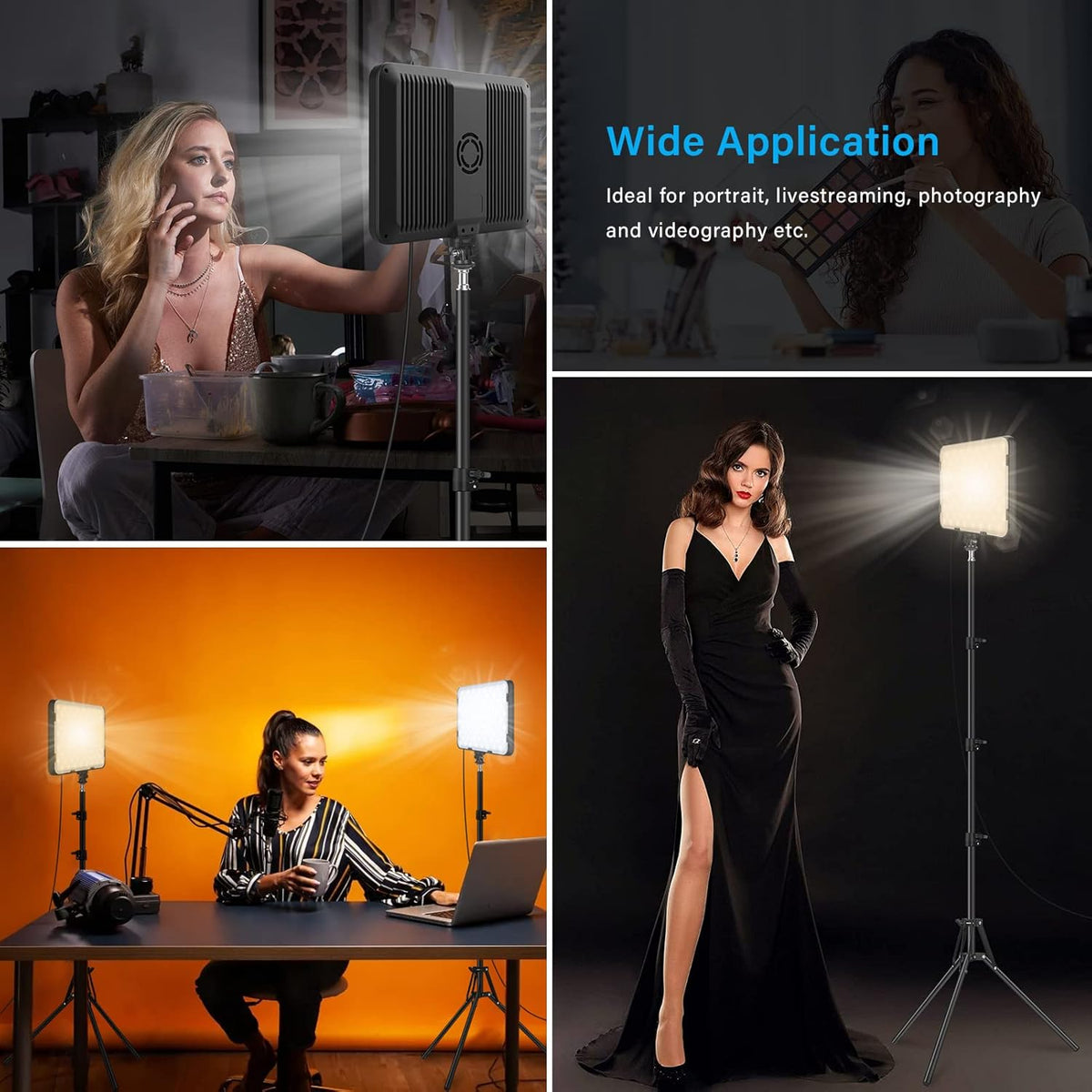 3 Pack LED Video Light with 70 Inch Tripod Stand 2500-8500K Photography Obeamiu
