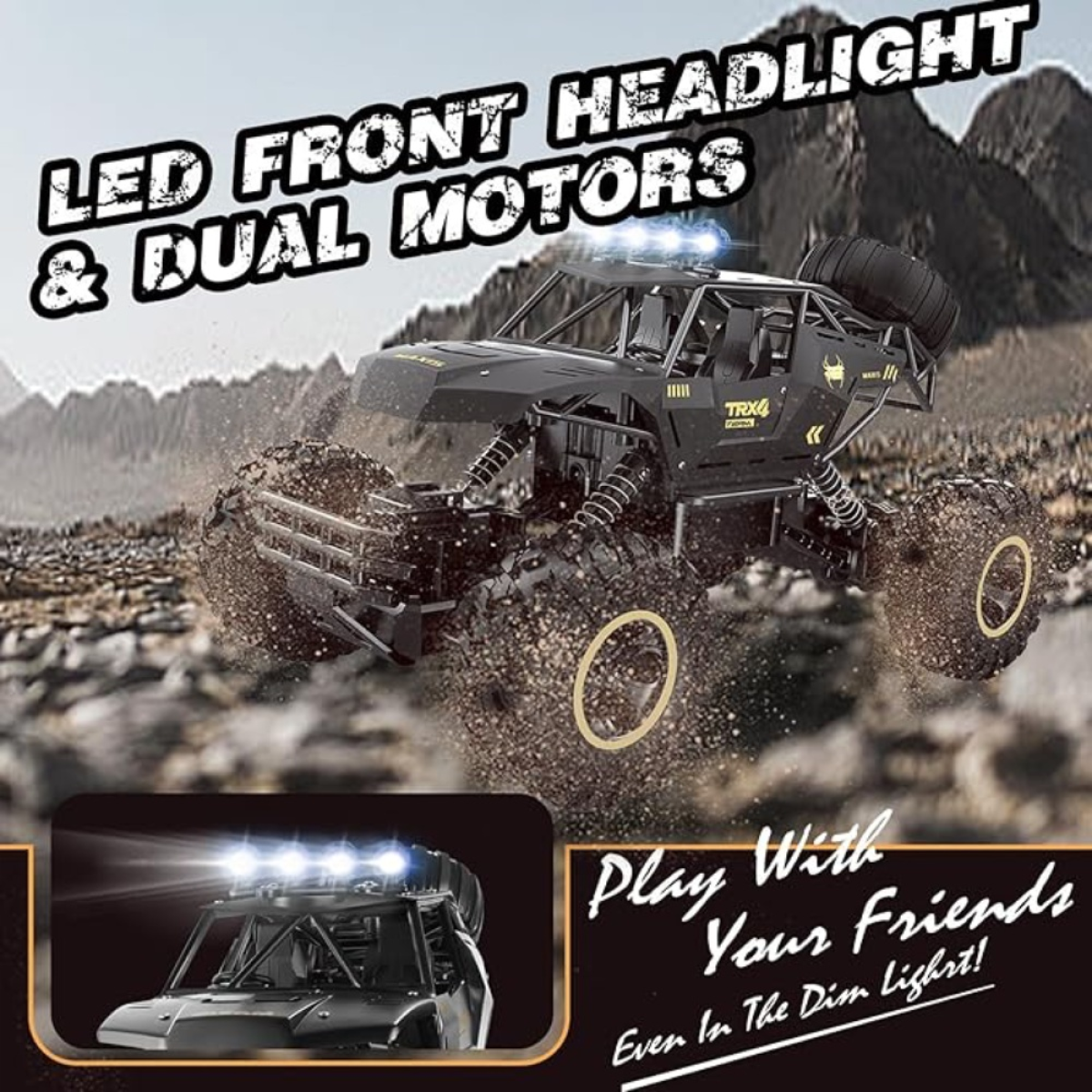 2025 NEW 4DRC 1:12 Rock Crawler Rechargeable Off Road Truck 4WD , Metal Shell LED Headlights RC Remote Control Off Road Car Truck,Logistics is randomly sent by UPS/USPS/FEDEX/Amazon Logistics/EVRI