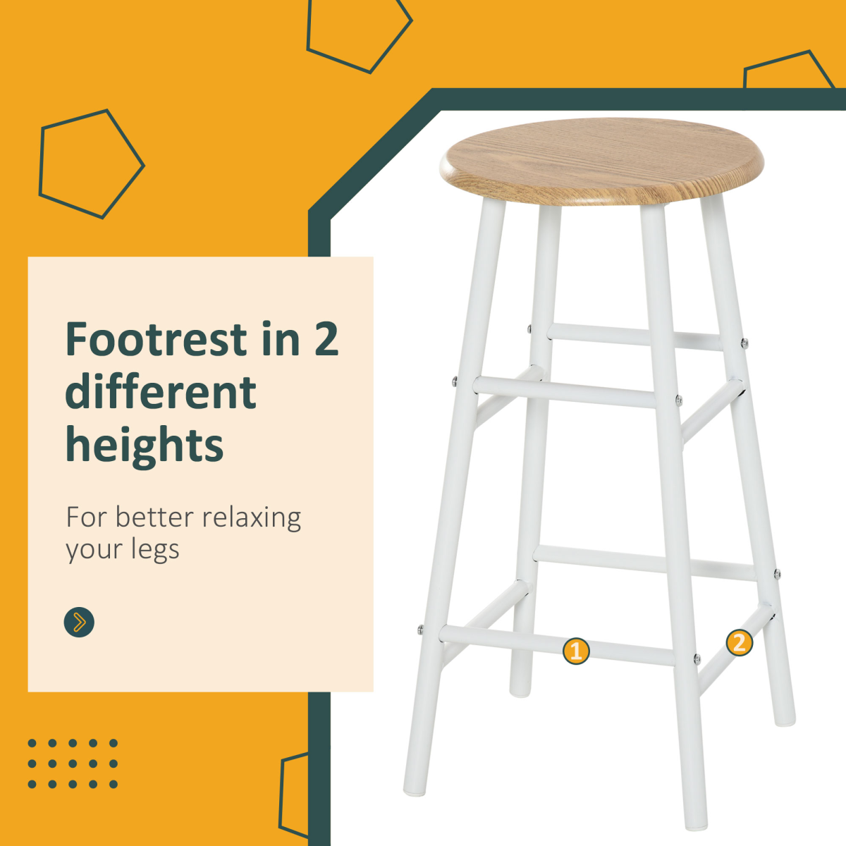 3Pc Bar Height Dining Furniture SetWhite and Oak 3-Piece Kitchen