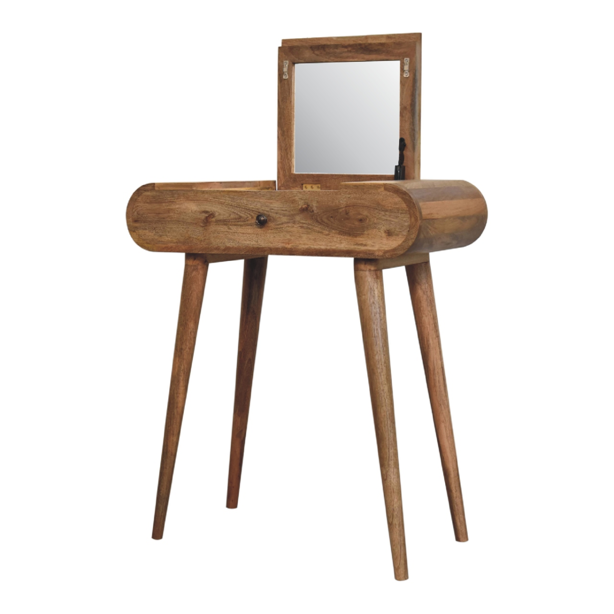 Artisan Furniture Solid Mango Wood Mini Oak-ish Round Dressing Table