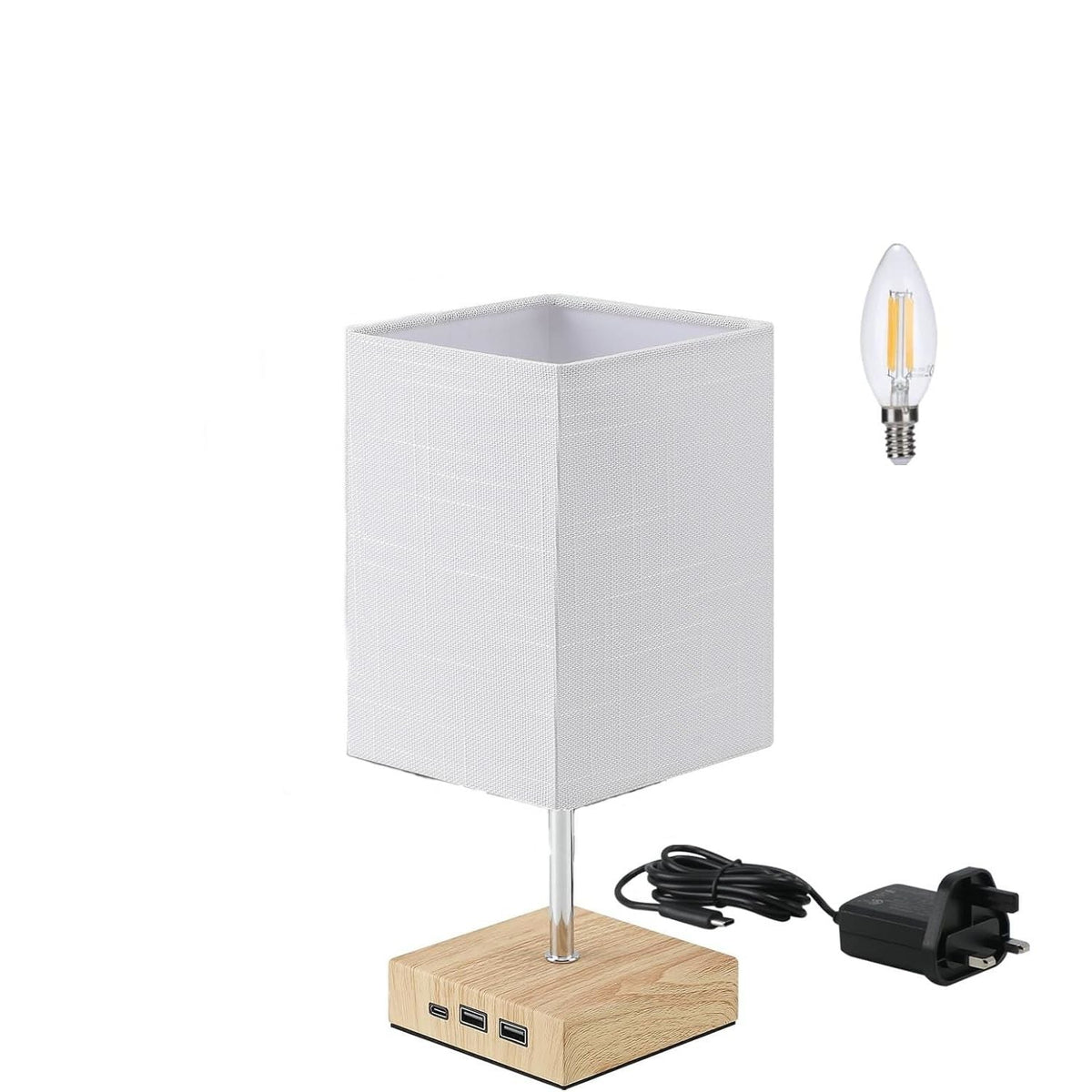Lightsjoy Touch Table Lamp with USB-C – Dimmable Bedside Light White