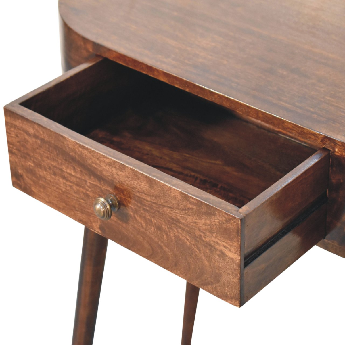 Artisan Furniture Solid Wood California Walnut Rounded Small Console Table, Brown, 1 Drawer