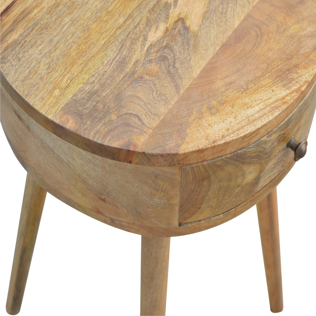 Artisan Furniture Solid Wood Nordic Circular Shaped Bedside