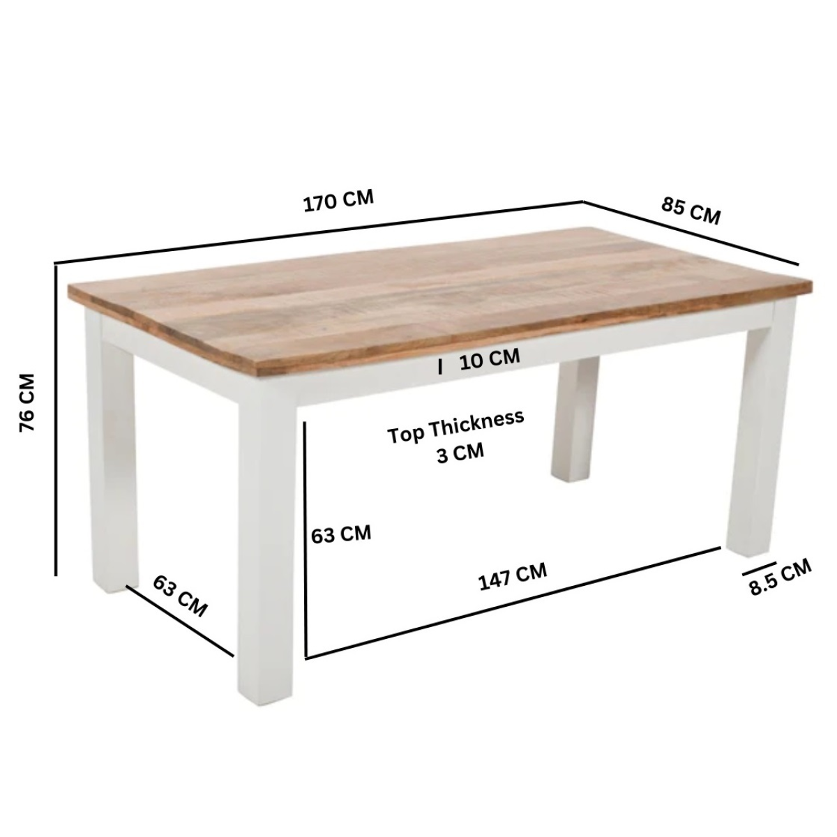 Alfie Dining Table 170Cm Solid Mango Wood