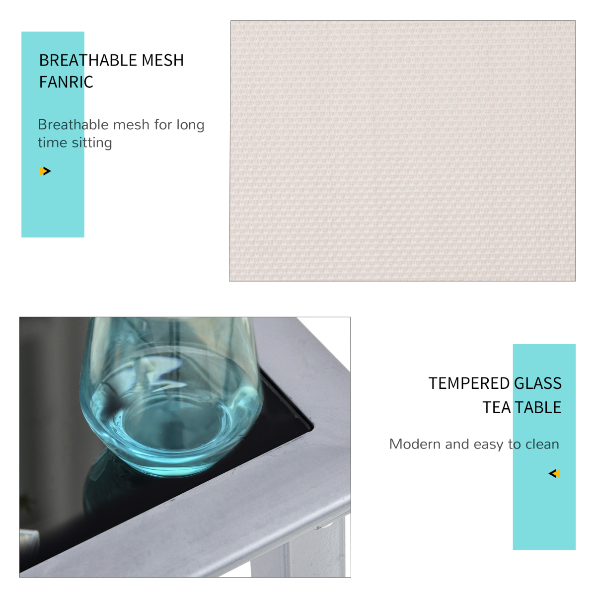 3 Pieces Lounge Chair Set Garden Sunbathing Chair w/ Table Cream Outsunny