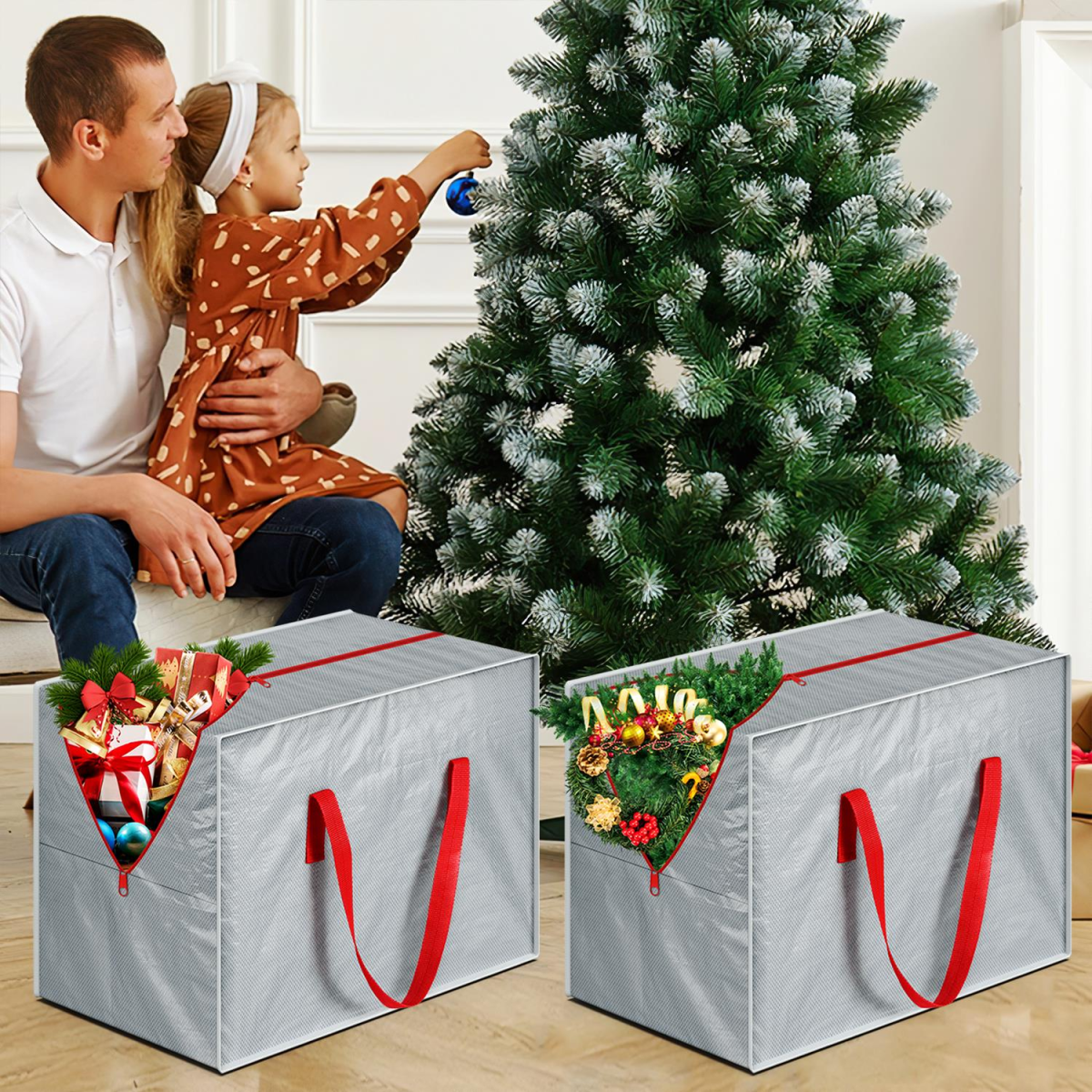 VINSANI 3pc GREY XMAS STORAGE BAGS 1010448
