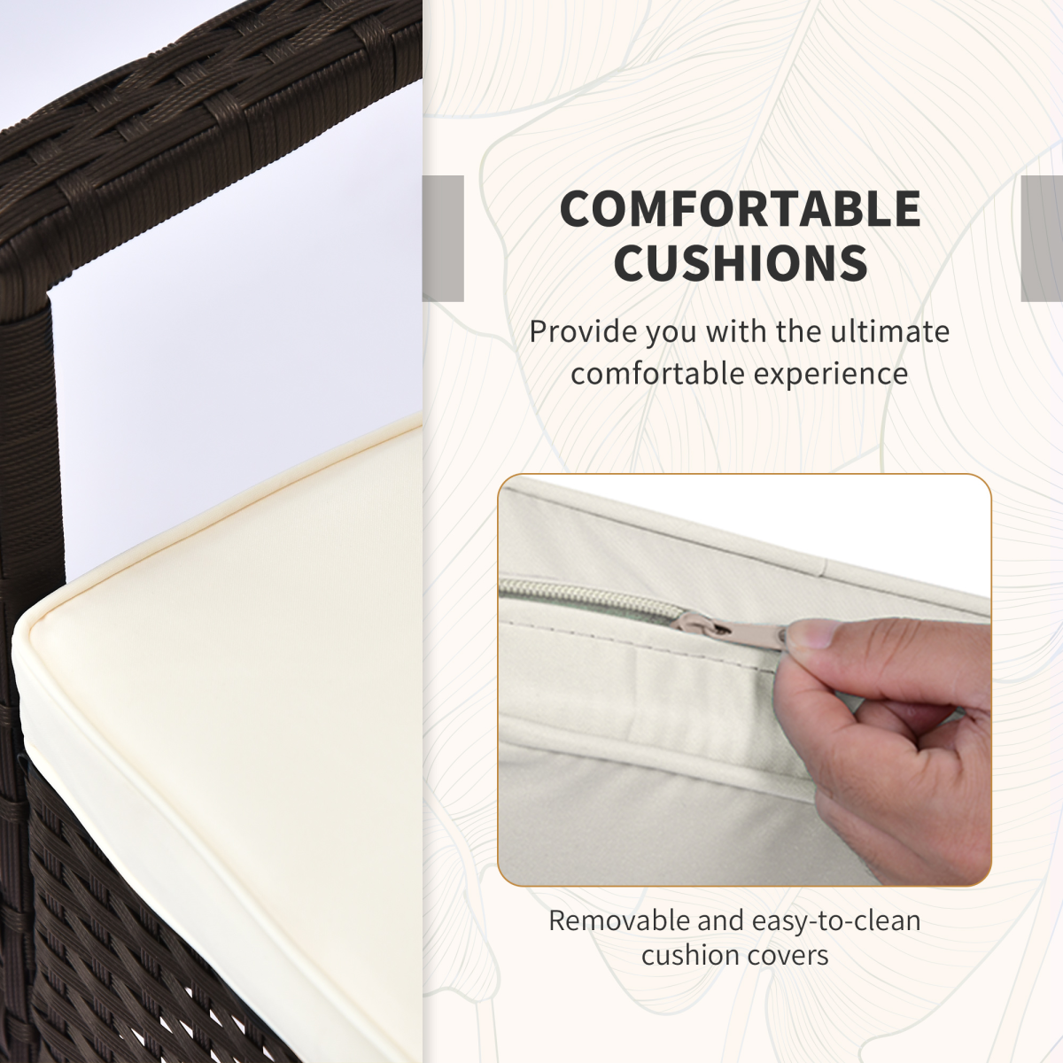 3PC Garden Rattan Bistro Set Balcony Dining Table 2 Seater Chair Outsunny