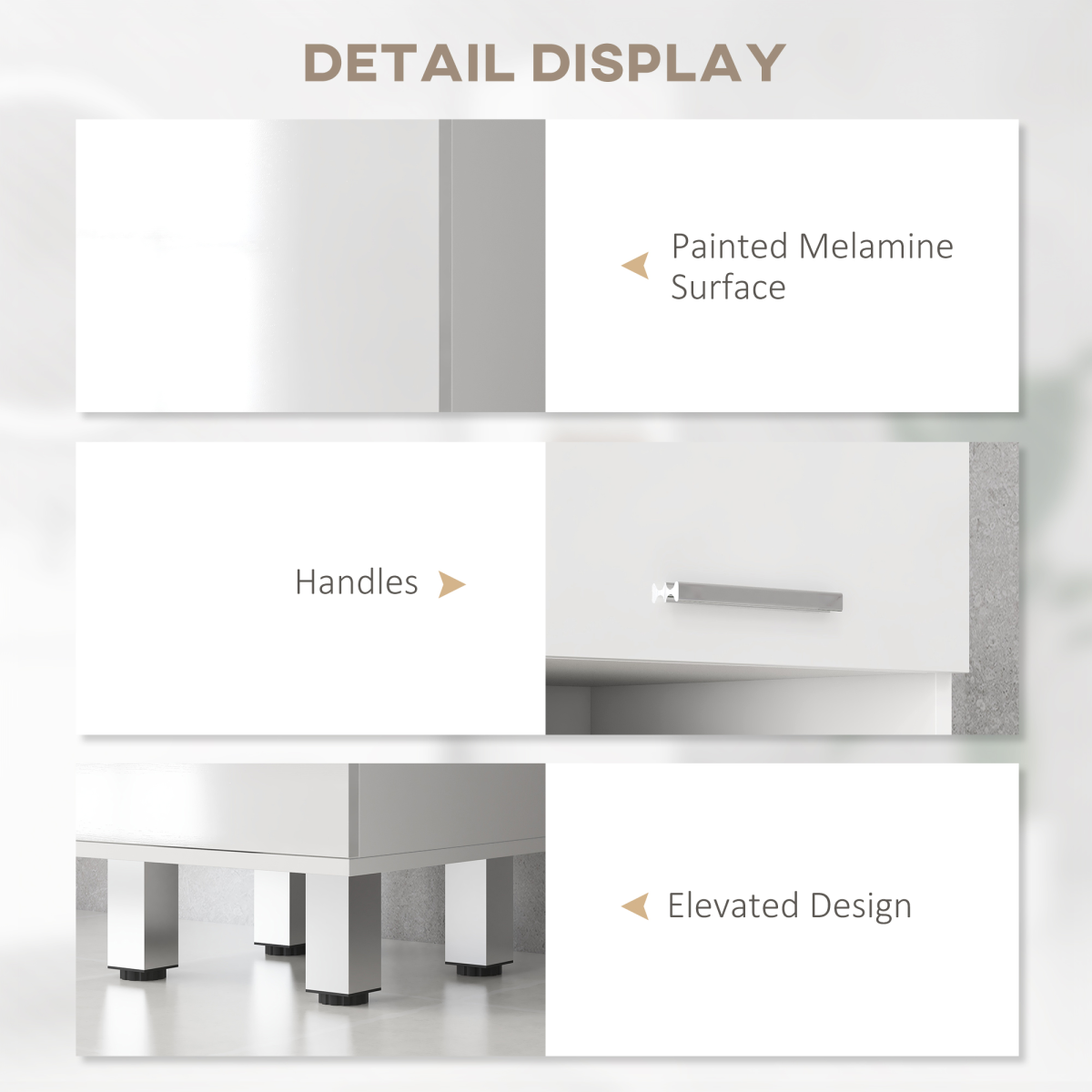 kleankin Tall Narrow Bathroom Storage Cabinet Cupboard w/ Cabinets, White