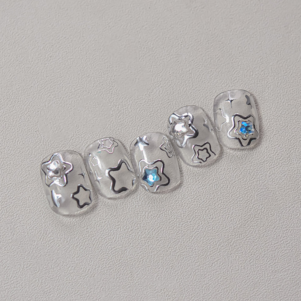 Hello Claws | Silver Star Heart 5D Nail Deco Sticker