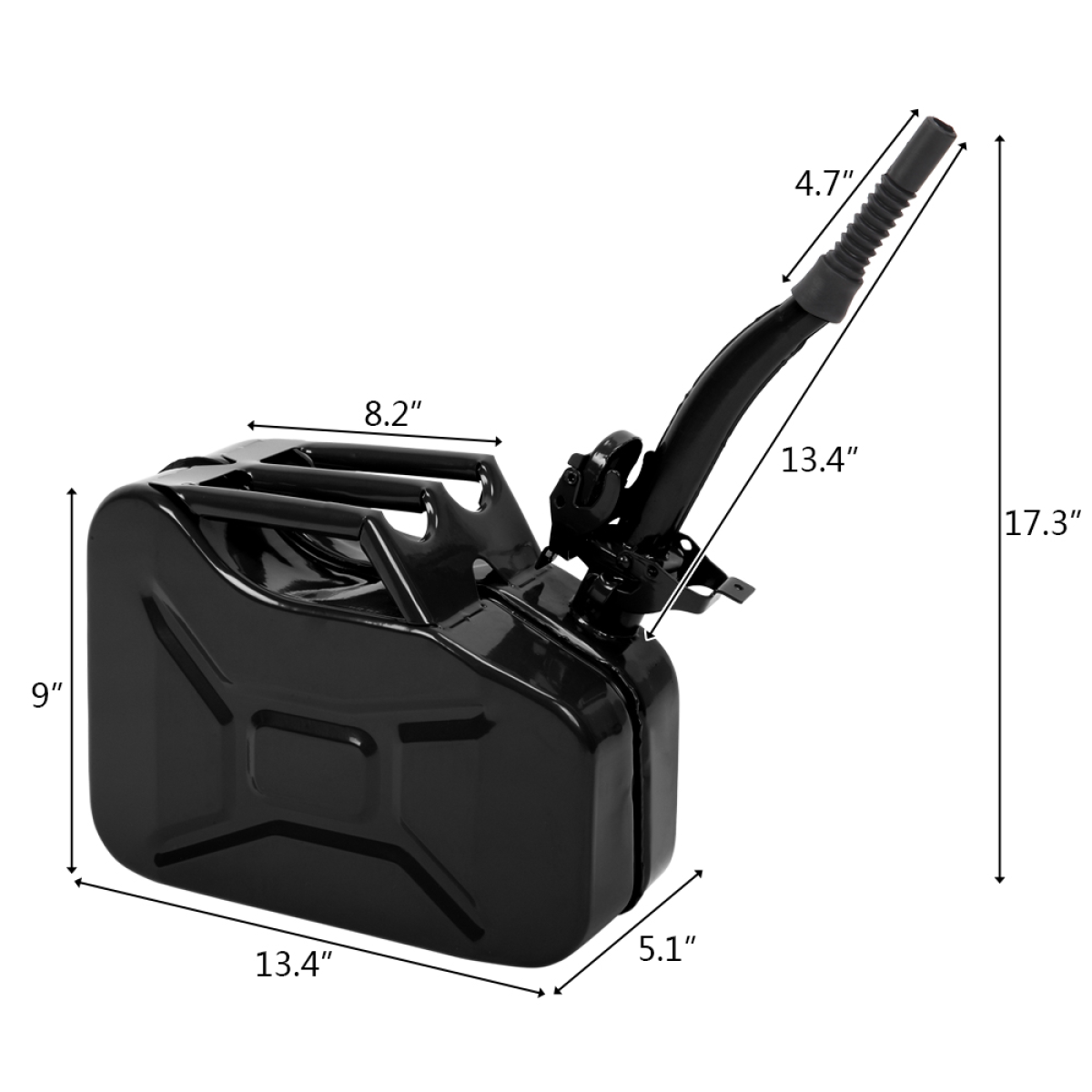 1PC 10L Black Iron Oil Can with 0.8mm Spout, Heavy-Duty Metal Lubricant Dispenser