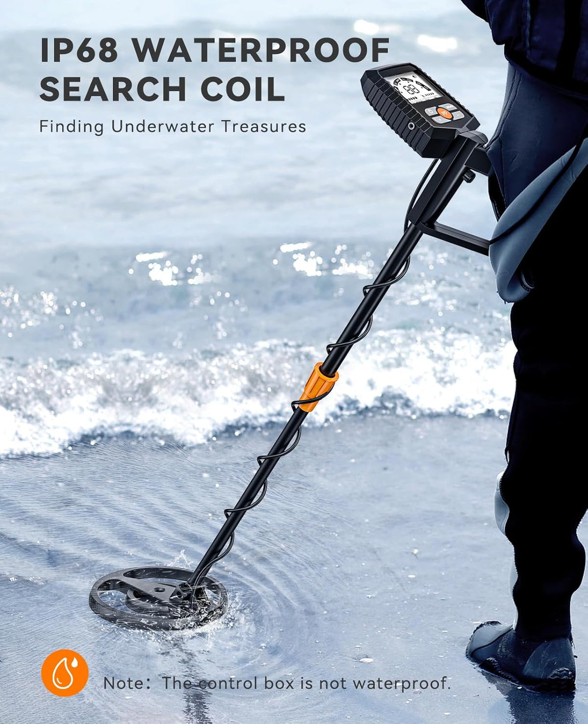 Metal Detector Waterproof Gold Detecting LCD Display 4 Modes SUNPOW
