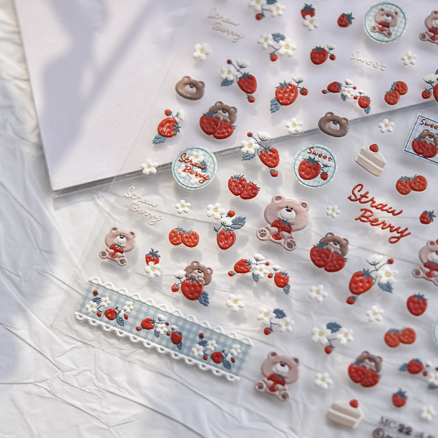 Hello Claws | Strawberry Bear 5D Nail Deco Sticker