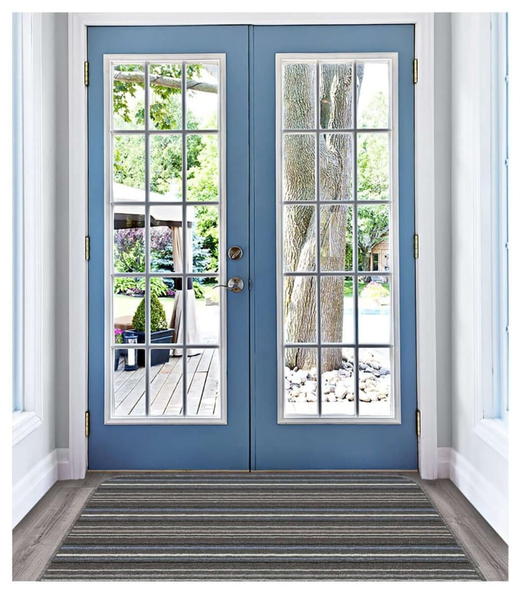 Stockholm Lead/Light Blue Washable Mat