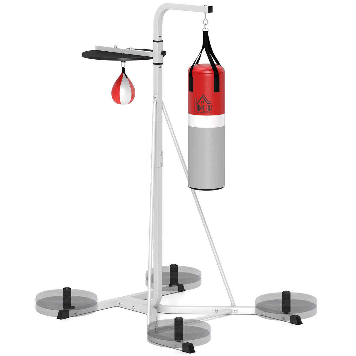 HOMCOM Punchbag & Speedball Boxing Station Frame Freestanding, White