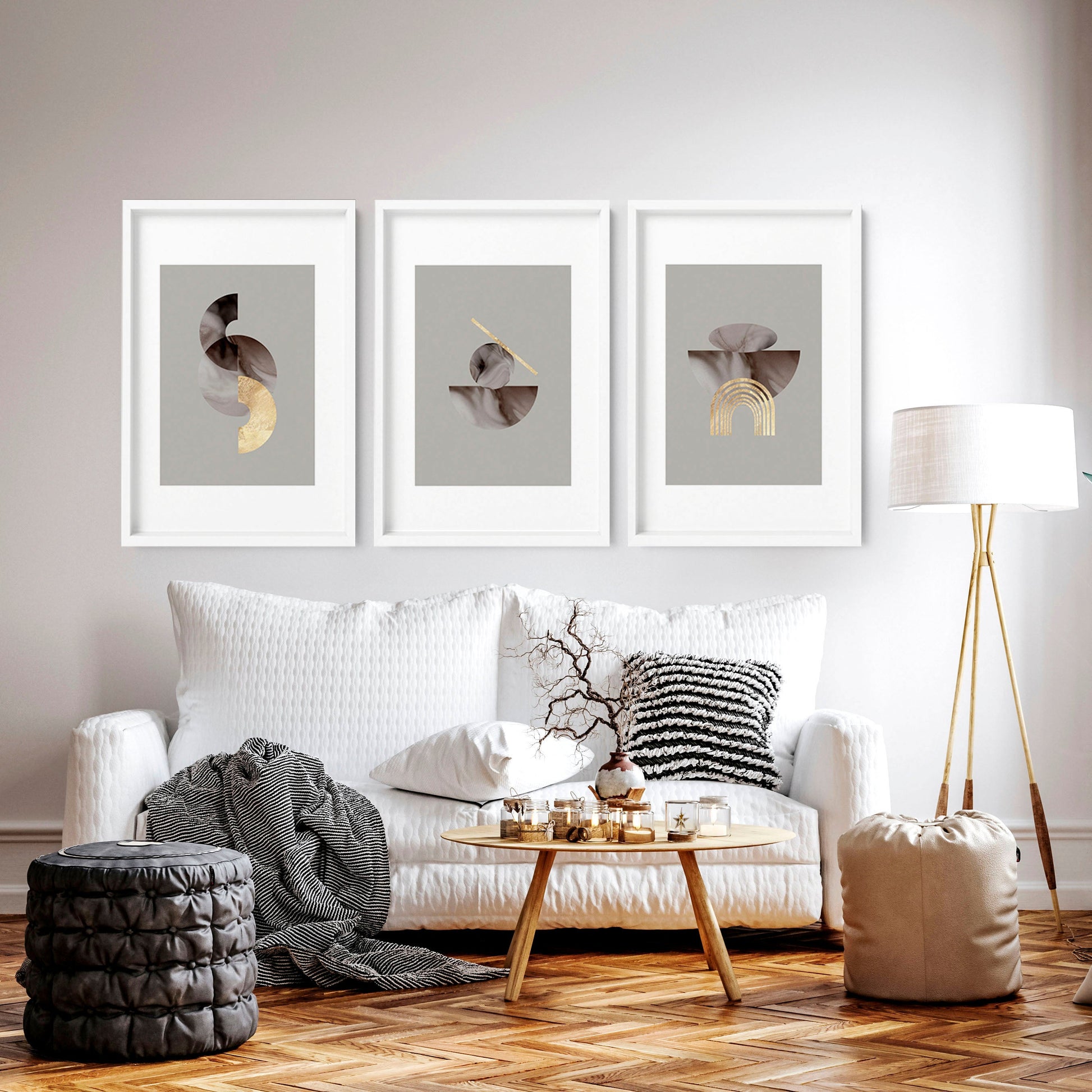 Framed large wall art | set of 3 Modern mid century wall art