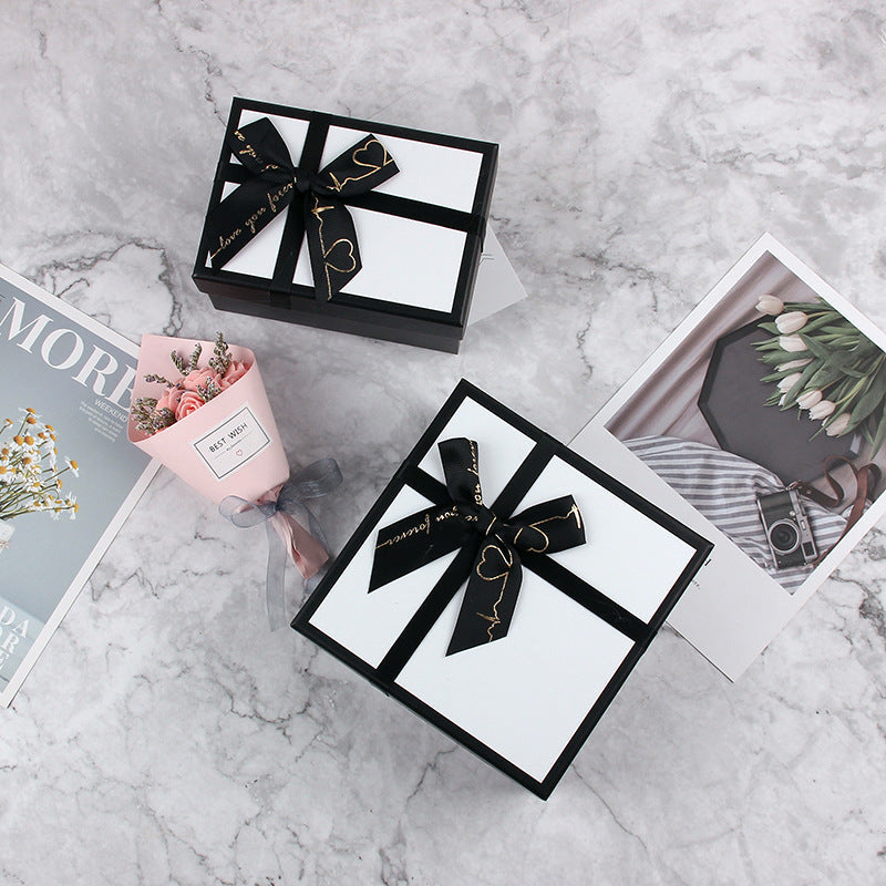 Exquisite Black And White Bow Packaging Box Valentine's Day Gift Box