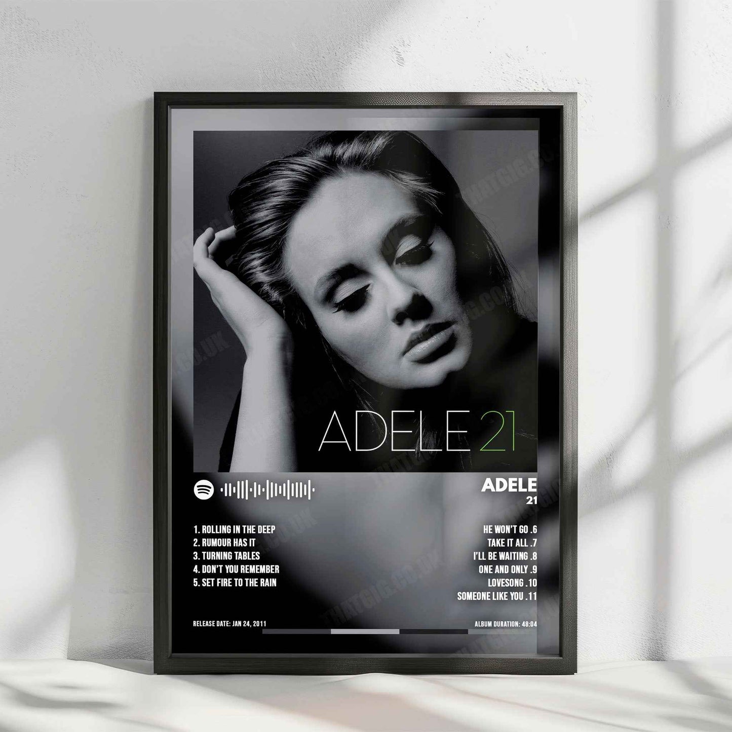 Adele "21" Album Cover Poster - with Complete Tracklist