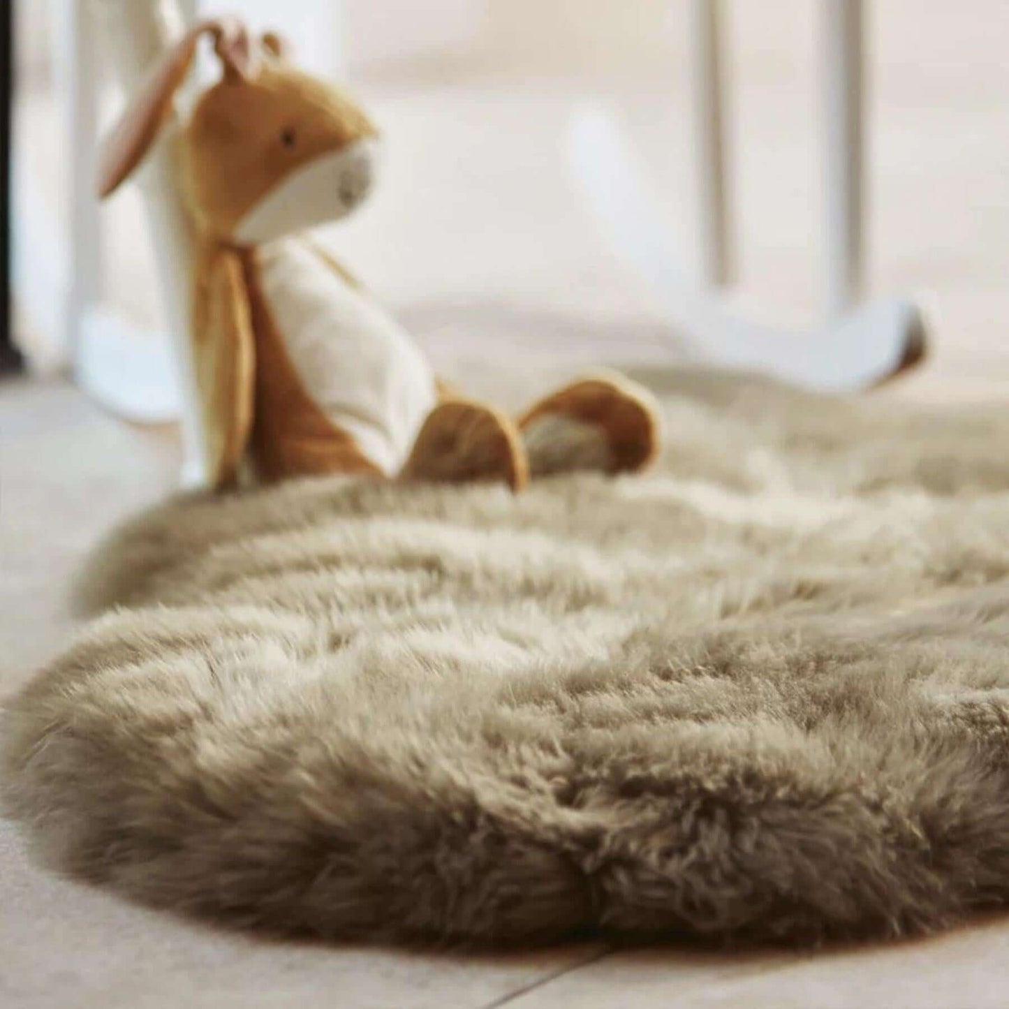 Genuine Khaki/Taupe Sheepskin Faux Fur Rug