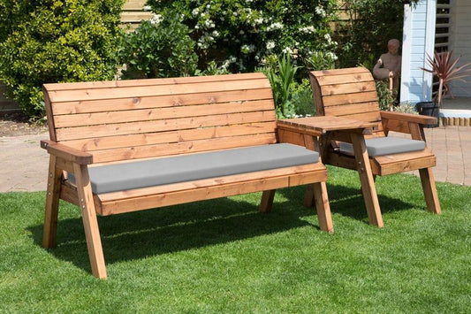 Charles Taylor Trading Four Seater Companion Set Straight With Grey Cushion Brown
