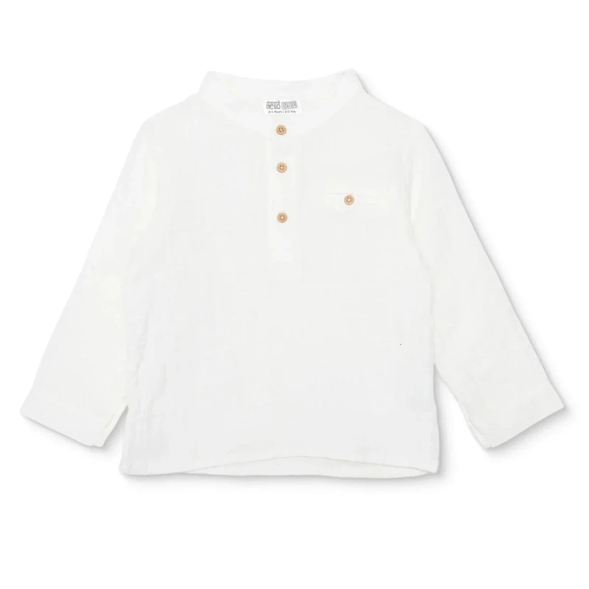 HelloBaby Grandad Collar Muslin Baby Shirt (6-9 Months to 4-5 Years)