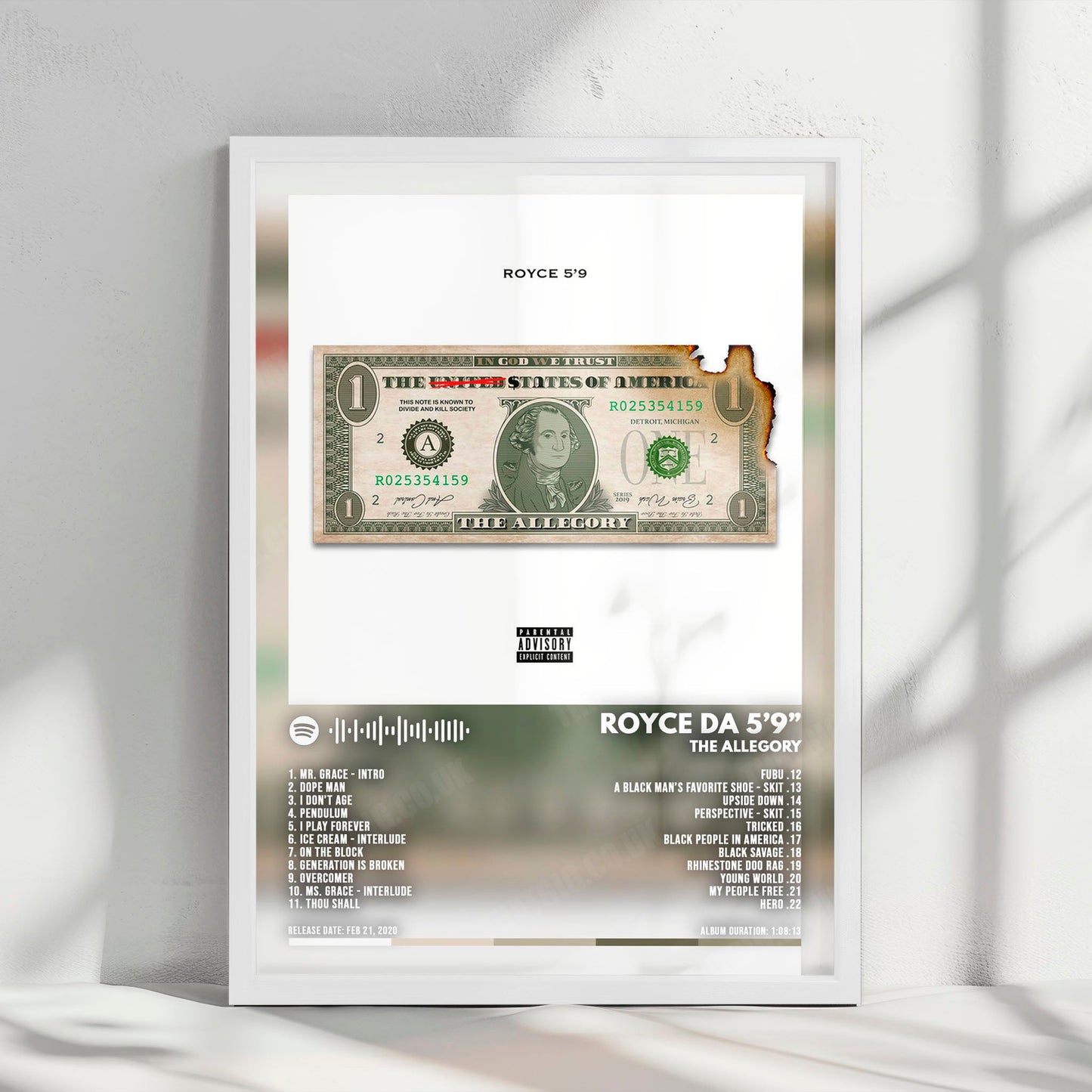 Royce da 5'9" "The Allegory" Album Cover Poster - with Complete Tracklist