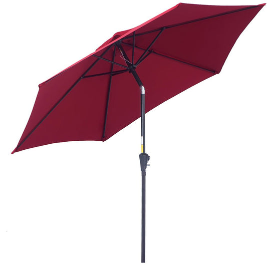 Outsunny  2.7 m Patio Umbrella, Aluminum Frame-Wine Red Wine red ?2.7 x 2.35H (M)
