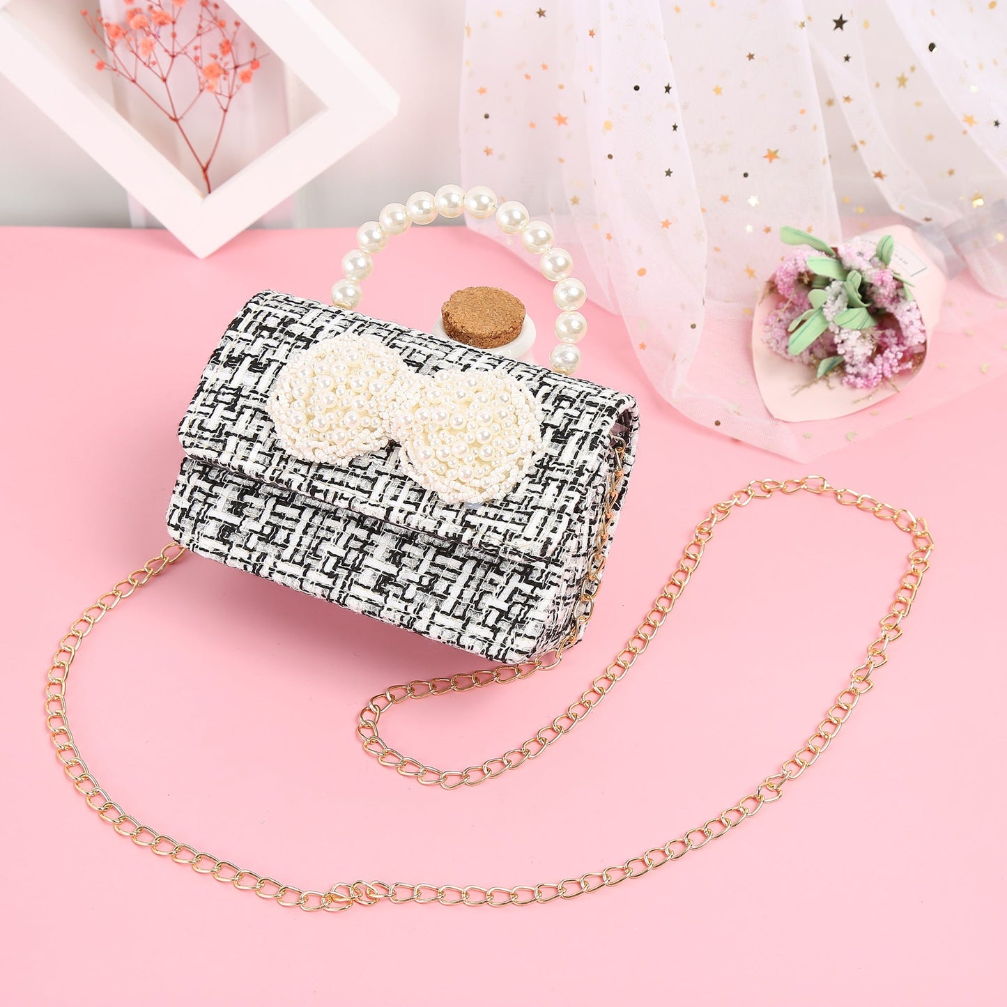 Pearl Bow Trendy Fashion Portable Messenger Dual Purpose