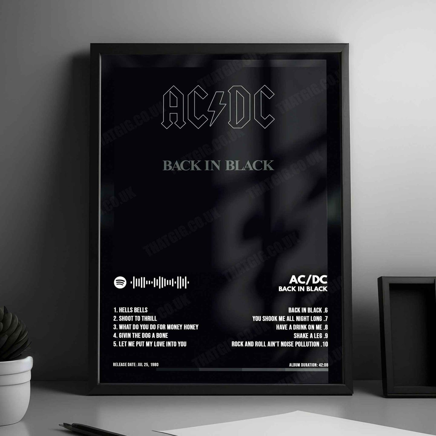 AC/DC "Back in Black" Album Cover Poster - with Complete Tracklist
