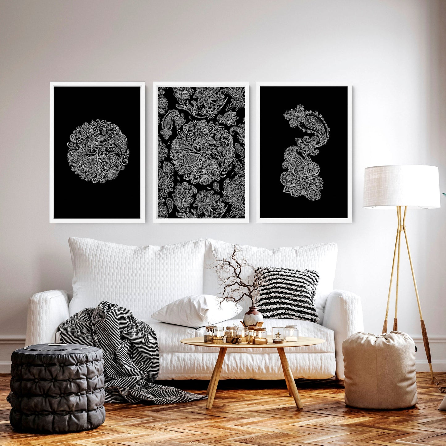 Wall art bohemian | set of 3 framed wall art prints