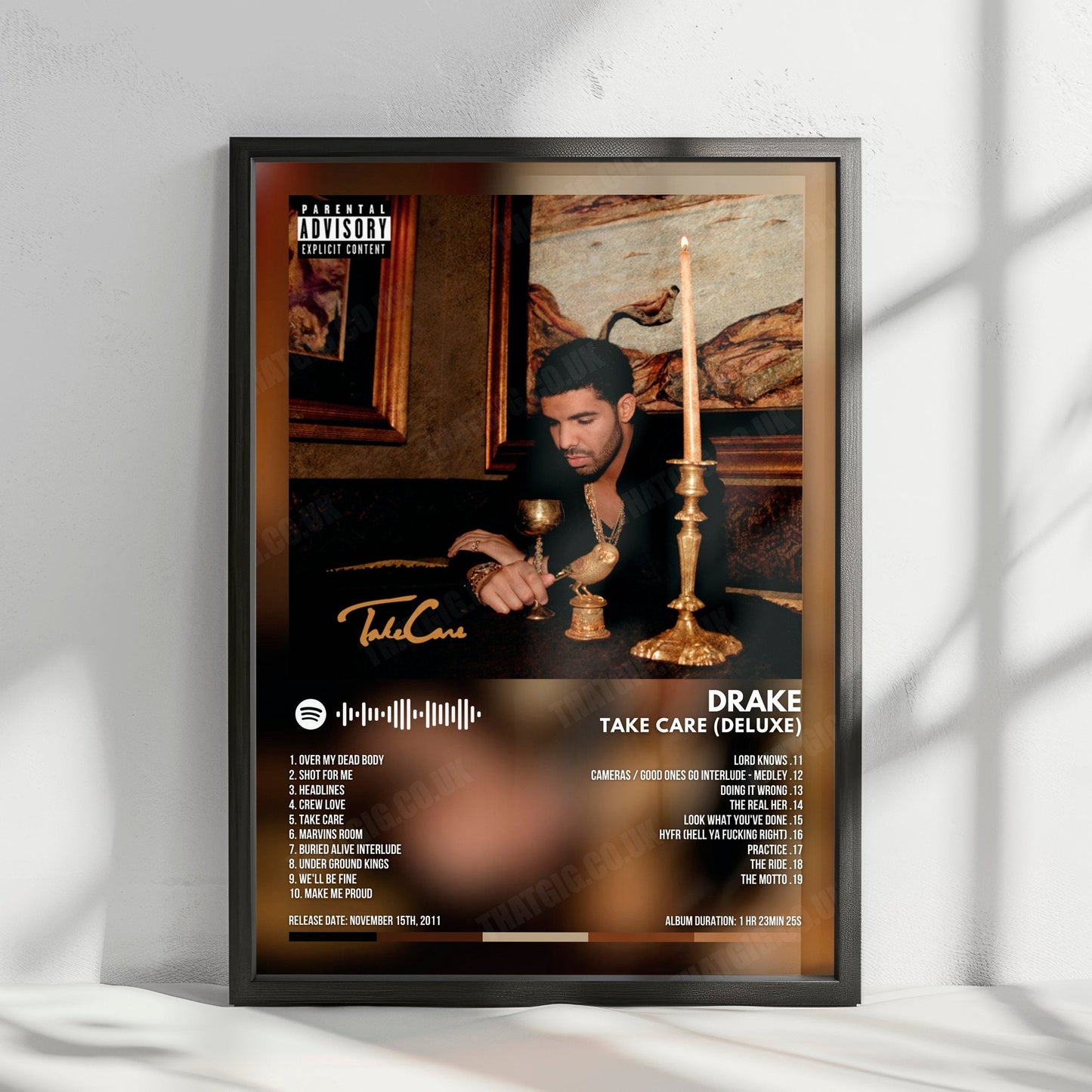 Drake "Take Care (Deluxe)" Album Cover Poster - with Complete Tracklist