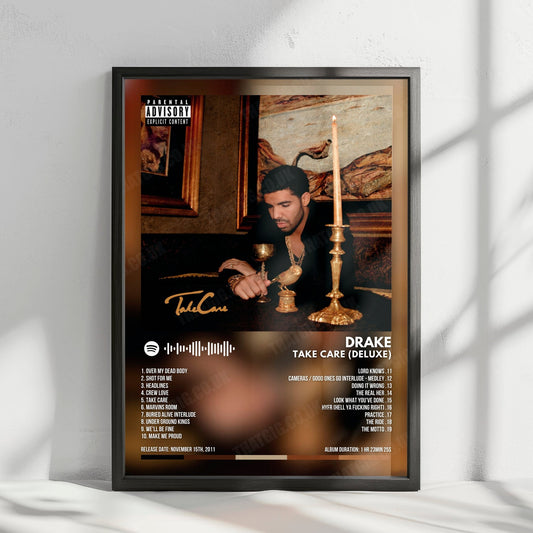 Drake "Take Care (Deluxe)" Album Cover Poster - with Complete Tracklist
