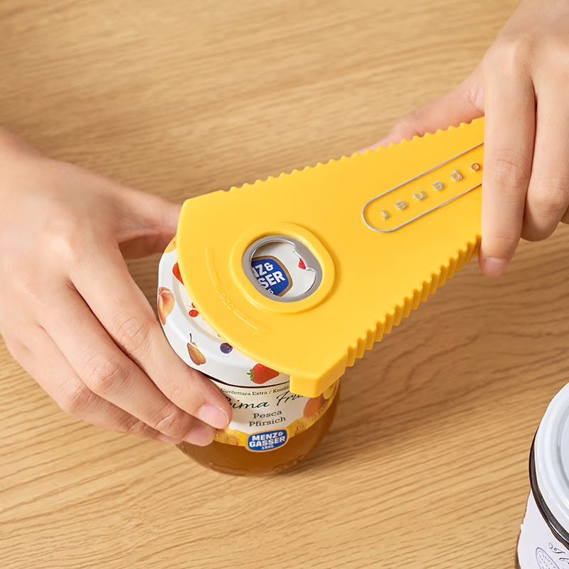 Multifunctional triangular jar and bottle opener