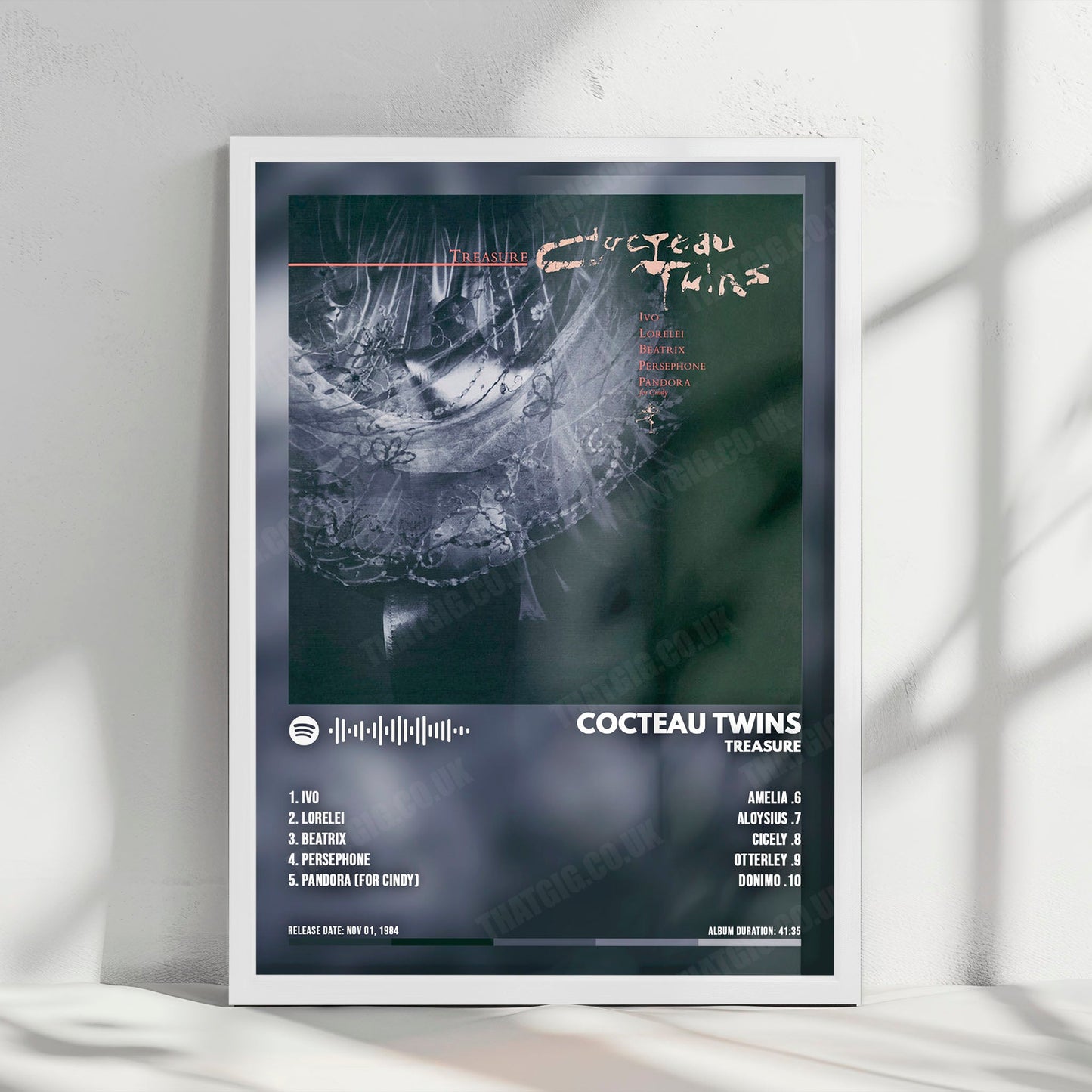 Cocteau Twins "Treasure" Album Cover Poster - with Complete Tracklist