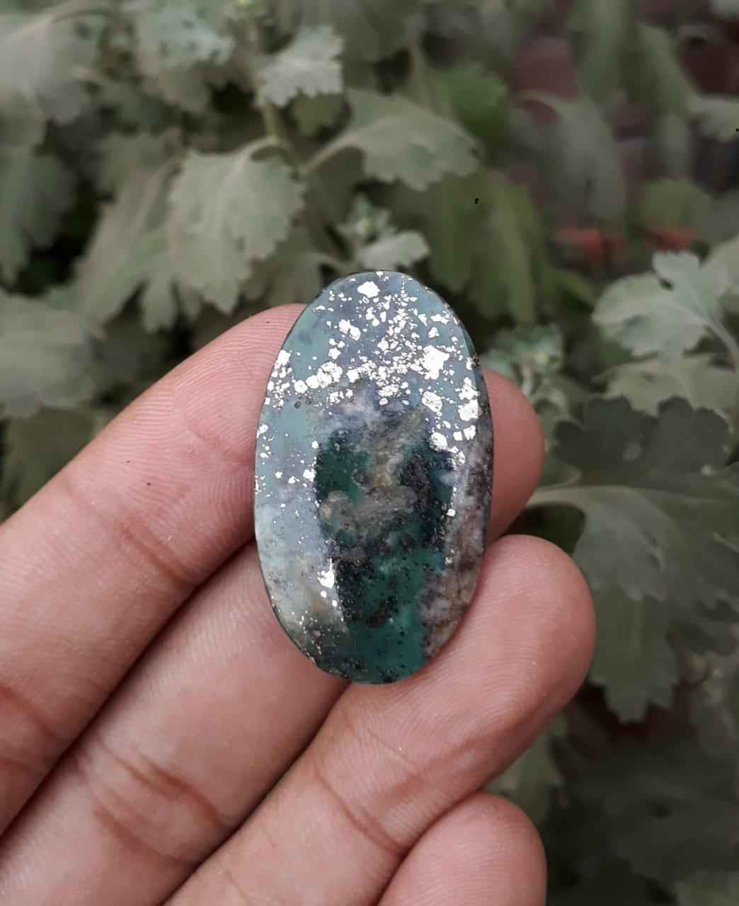Natural Turquoise, Green Matrix Turquoise ,Turquoise with Pyrite, Real Firoza Stone,Dimensions 39ct- 35x20mm