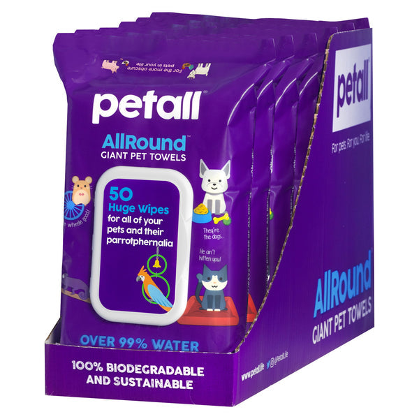 Petall Allround Giant Pet Towels 50 Wipes - Case of 6