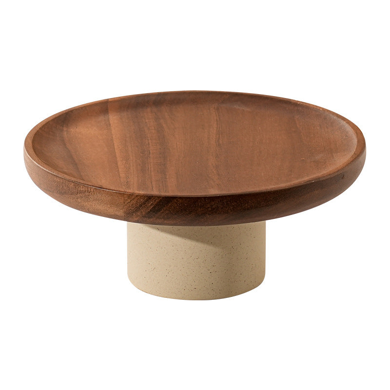 Acacia wood cake tray living room household Dim sum tray clay high fruit tray