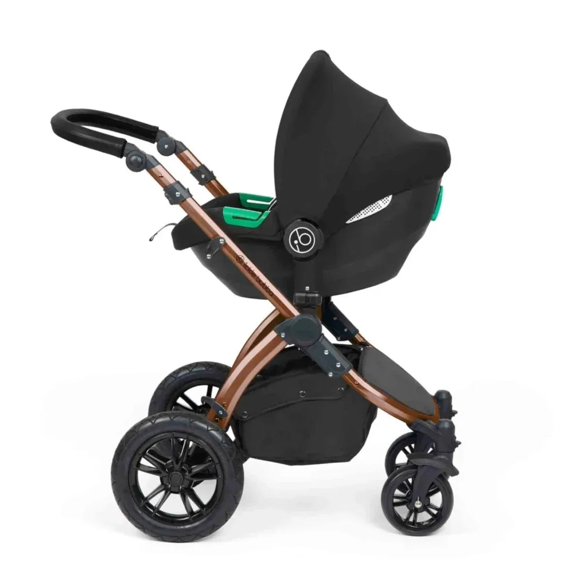 Ickle Bubba Stomp Luxe Travel System with i-Size Cirrus Car Seat & ISOFIX Base 12 pcs - Bronze & Midnight & Black