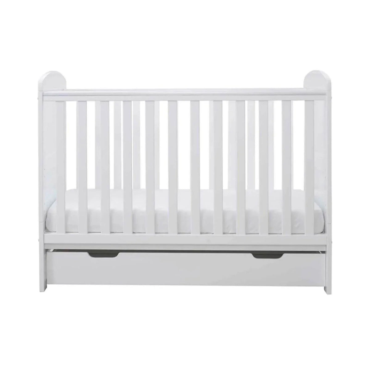 Ickle Bubba Coleby Mini Cot Bed & Under Drawer White - Premium Pocket Sprung Mattress